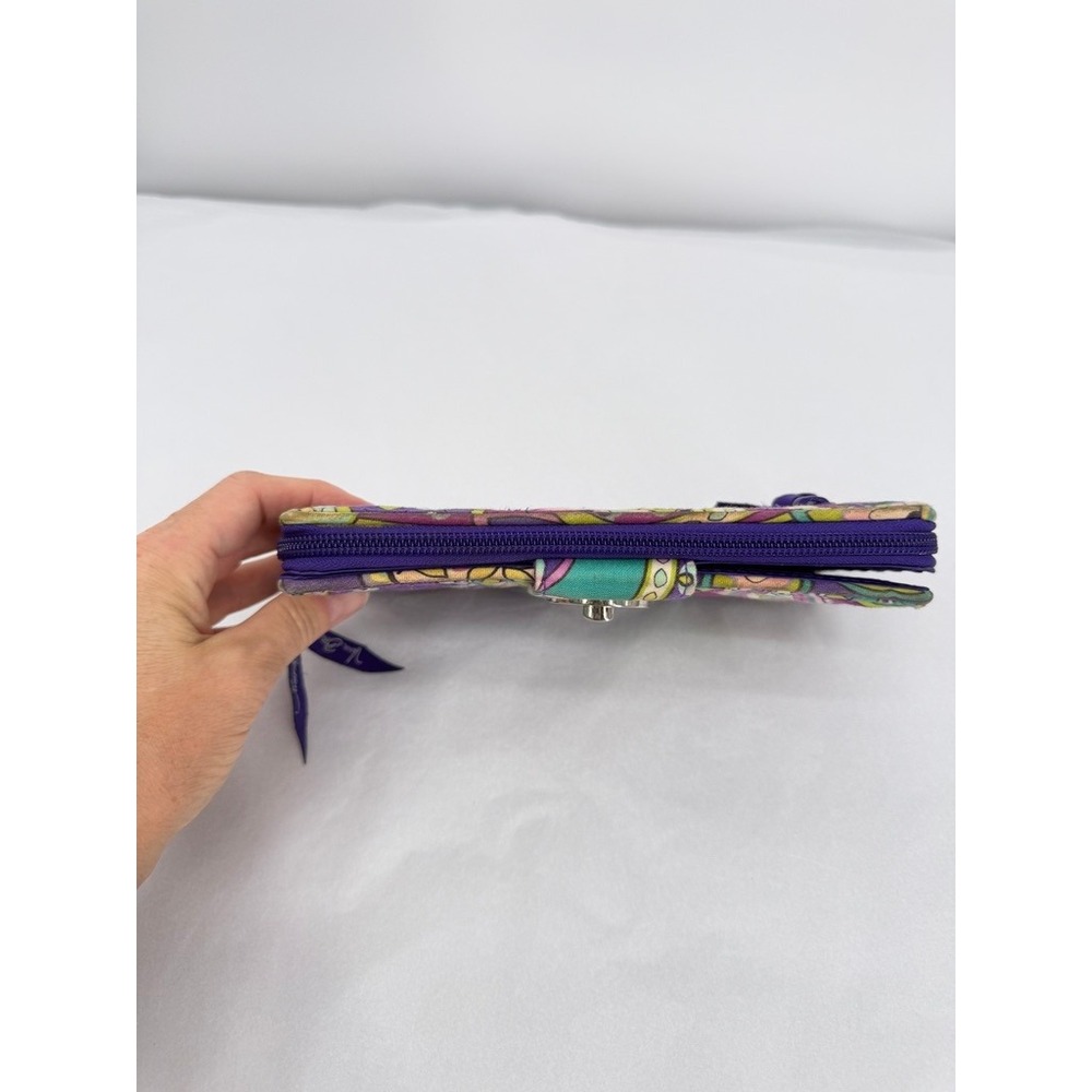 Vera Bradley Turnlock Wallet Retired Quilted Paisley 'Heather' Floral Purple - Picture 6 of 12
